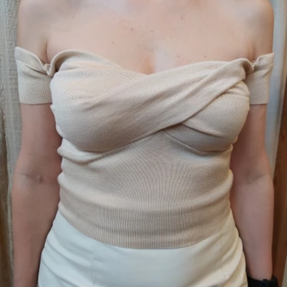 Cream beige top, neutral color top